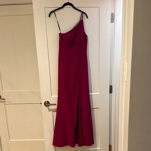 Xscape Fuchsia One-Shoulder Gown